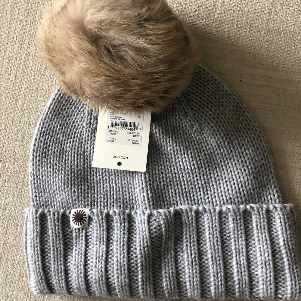 Grey Ugg Pompom Hat